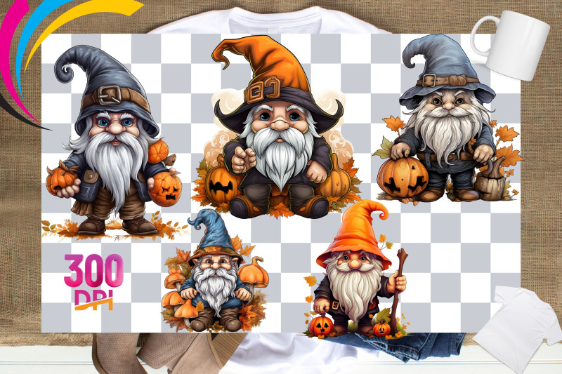 sublimation-halloween-watercolor-gnome-pumpkin