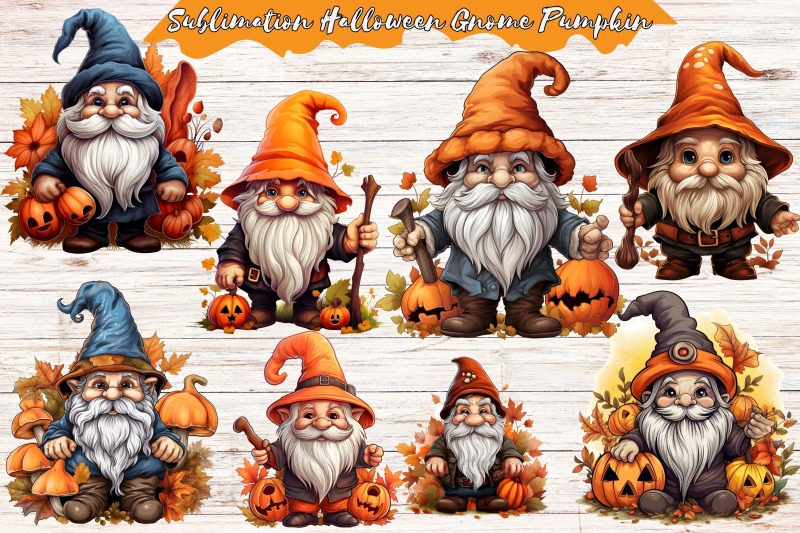 sublimation-halloween-watercolor-gnome-pumpkin