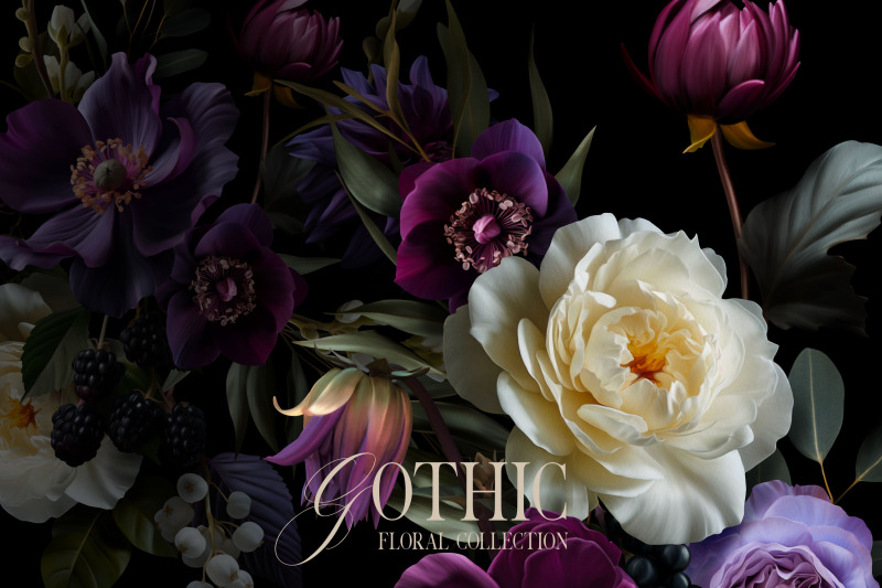 gothic-moody-floral-clip-art-collection