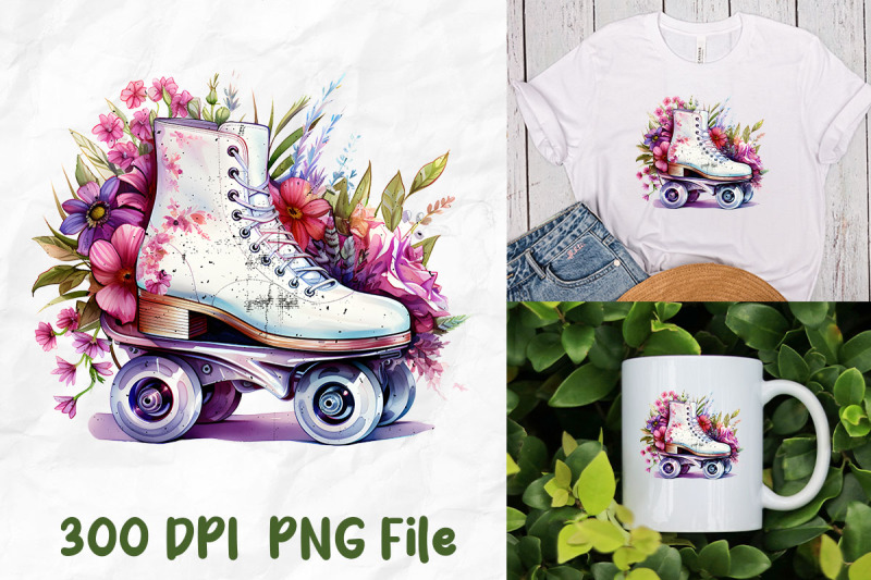 vaporwave-retro-roller-skate-flower