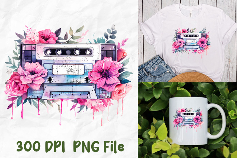 vaporwave-retro-cassette-flower