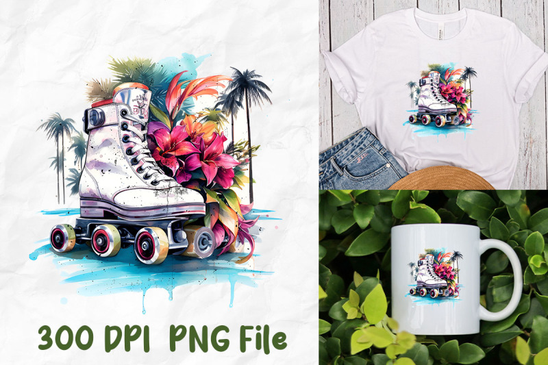 vaporwave-retro-roller-skate-palm-tree