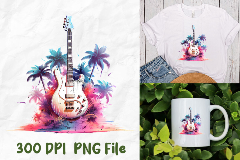 vaporwave-retro-rock-guitar-palm-tree