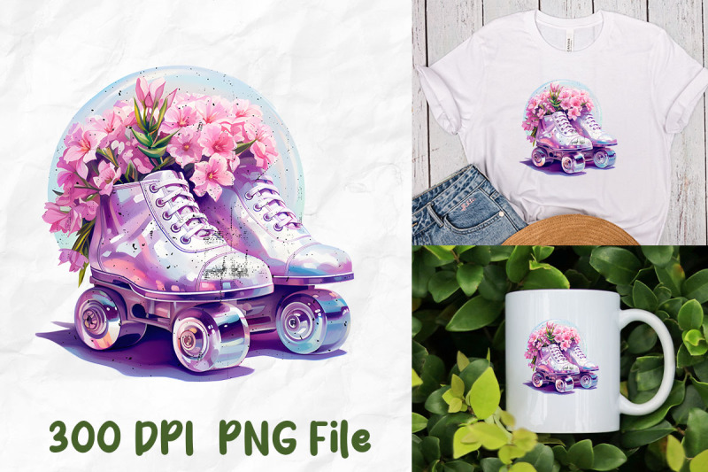 vaporwave-disco-roller-skate-flower