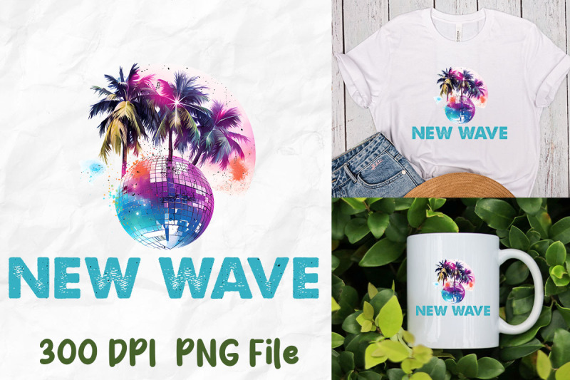 new-wave-disco-ball-palm-tree-vaporwave