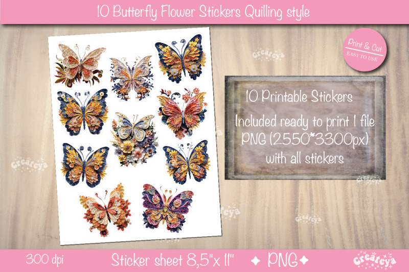 butterfly-stickers-bundle-3d-printable-stickers-sheet-png