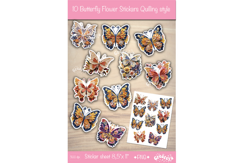 butterfly-stickers-bundle-3d-printable-stickers-sheet-png