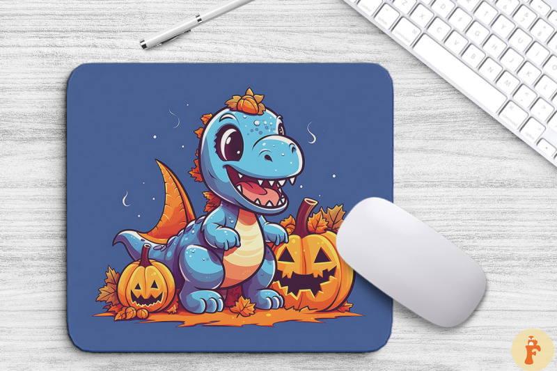 cute-dinosaur-with-pumpkins-mouse-pad