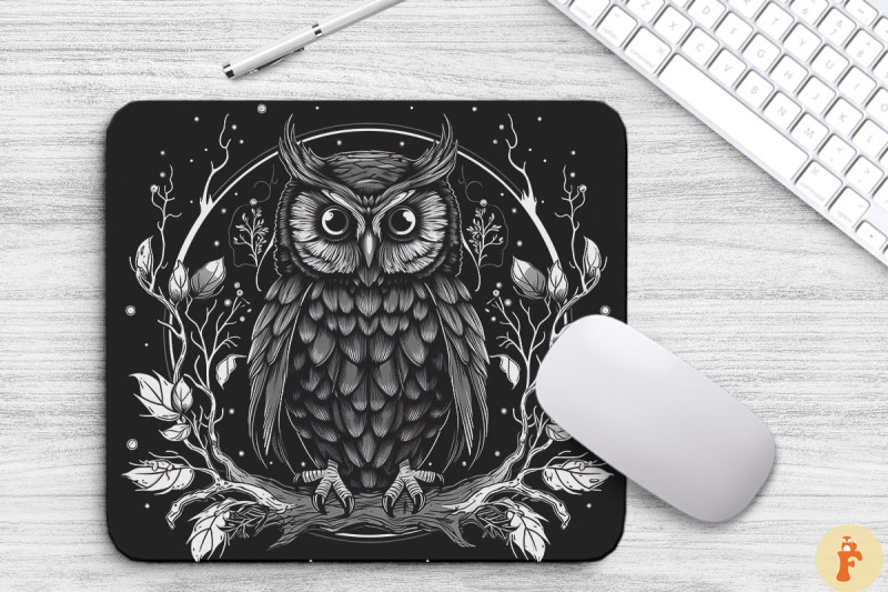 night-mysterious-owl-sketch-mouse-pad