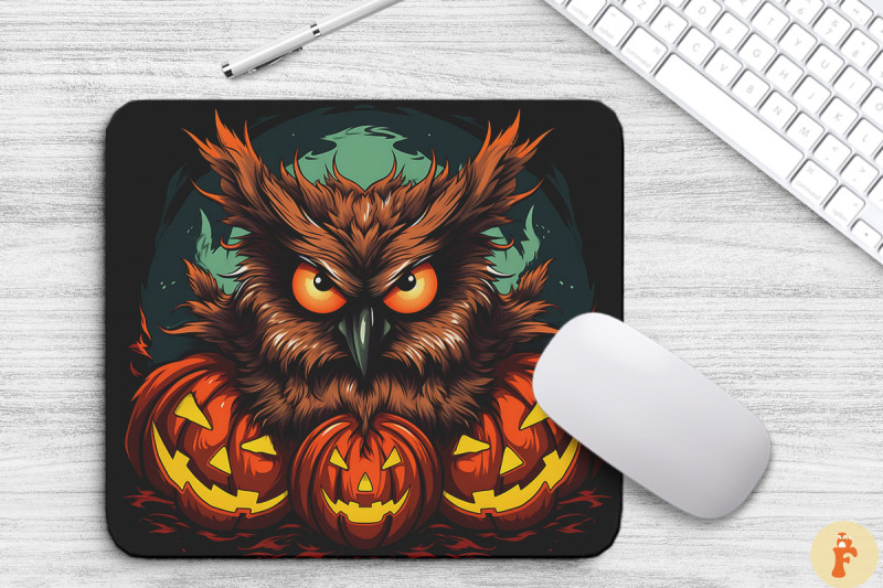 an-owl-with-fiery-orange-eyes-mouse-pad