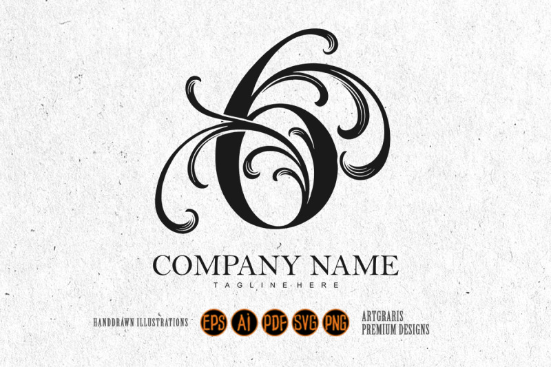 elegant-classics-luxury-inspired-number-6-monogram-logo-outline