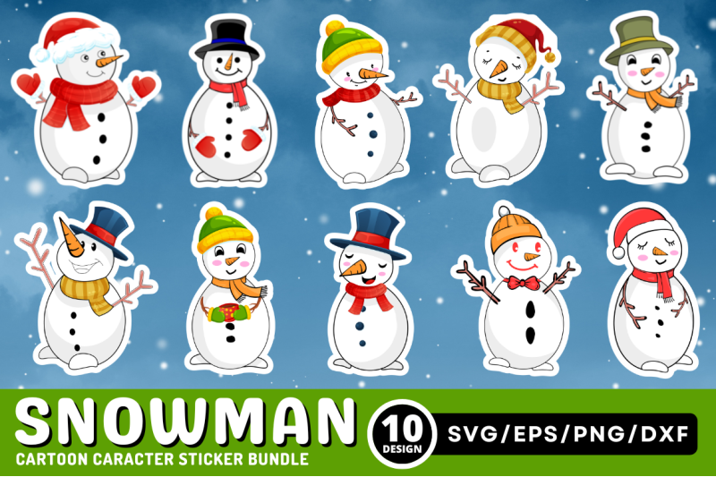 snowman-cartoon-character-sticker-bundle