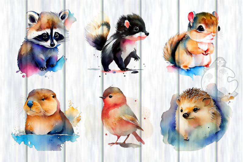 woodland-animals-transparent-watercolor-illustrations