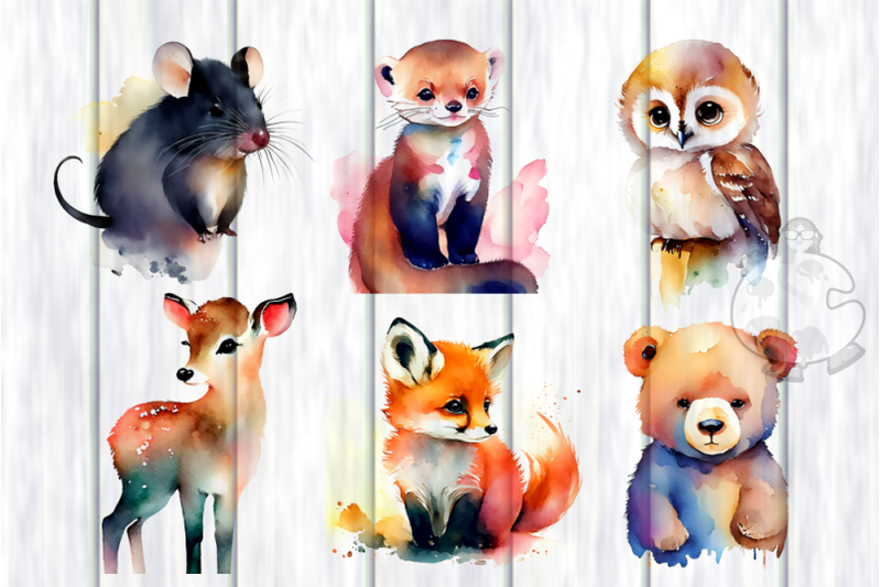 woodland-animals-transparent-watercolor-illustrations