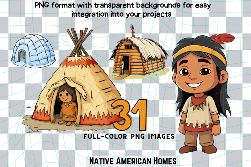 authentic-native-american-homes-clipart-collection