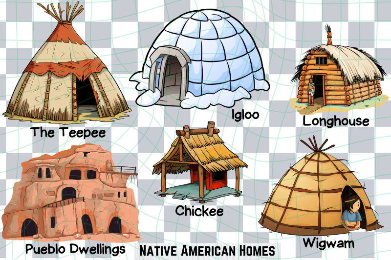 authentic-native-american-homes-clipart-collection