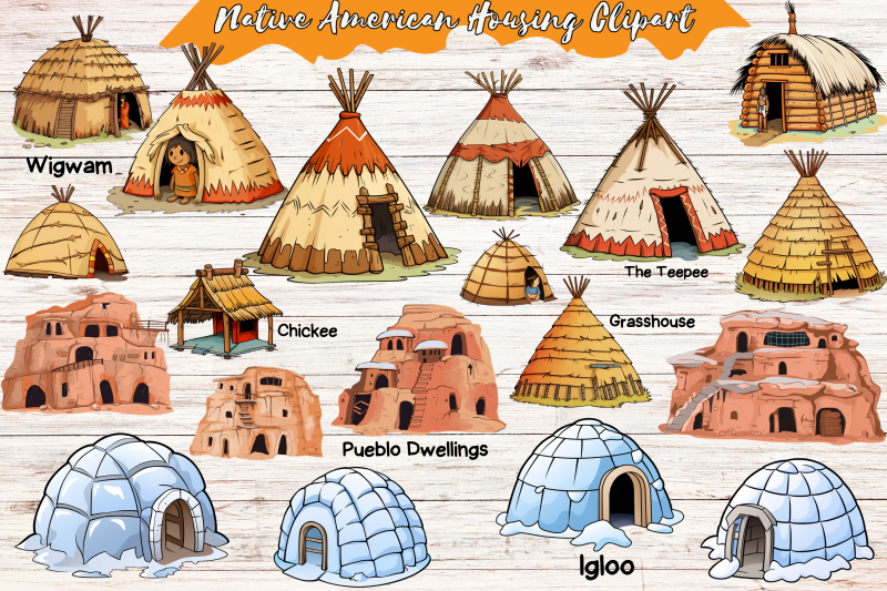 authentic-native-american-homes-clipart-collection