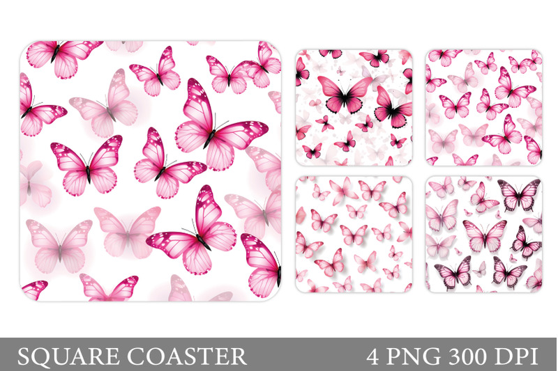 butterflies-square-coaster-pink-butterflies-square-coaster