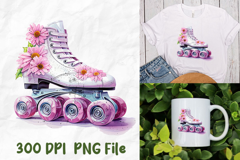 retro-vaporwave-roller-skate-flower