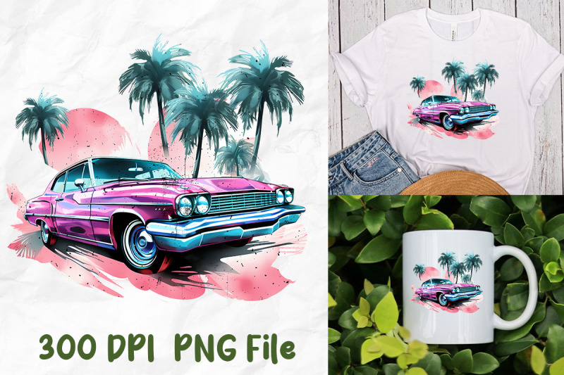 retro-vaporwave-vintage-car-palm-tree