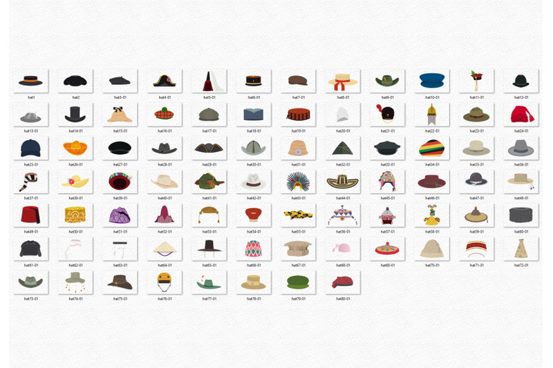 different-culture-hats-clipart-pack