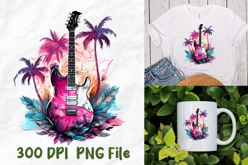 retro-vaporwave-rock-guitar-palm-tree