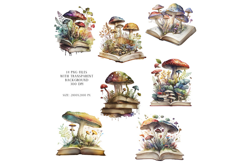 watercolor-mushrooms-and-books