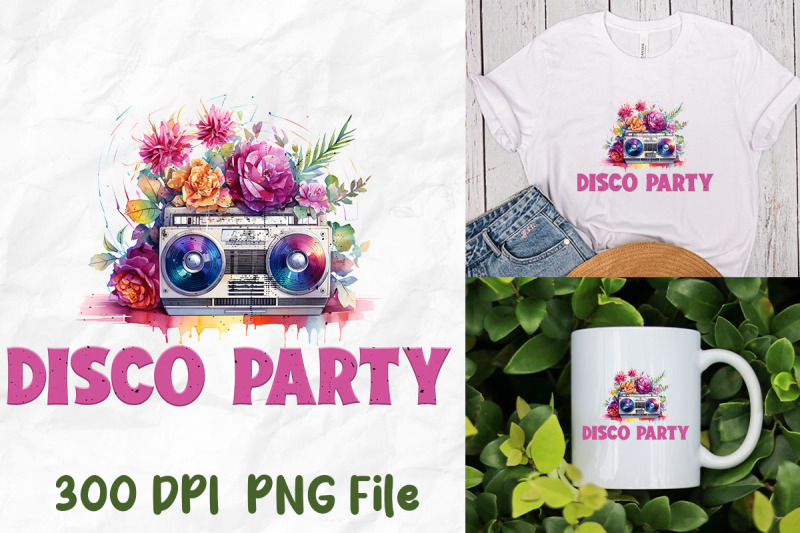 disco-party-retro-boombox-flower