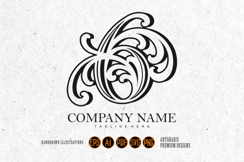 vintage-flourish-number-6-monogram-letter-logo-outline