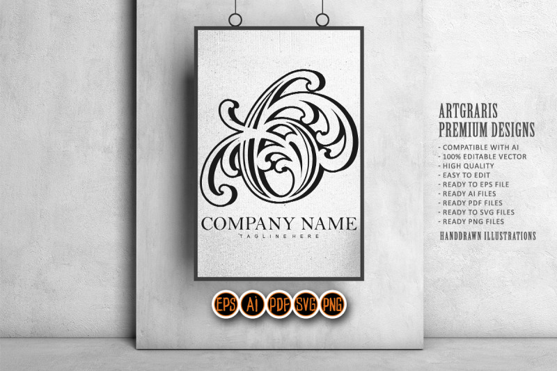 vintage-flourish-number-6-monogram-letter-logo-outline