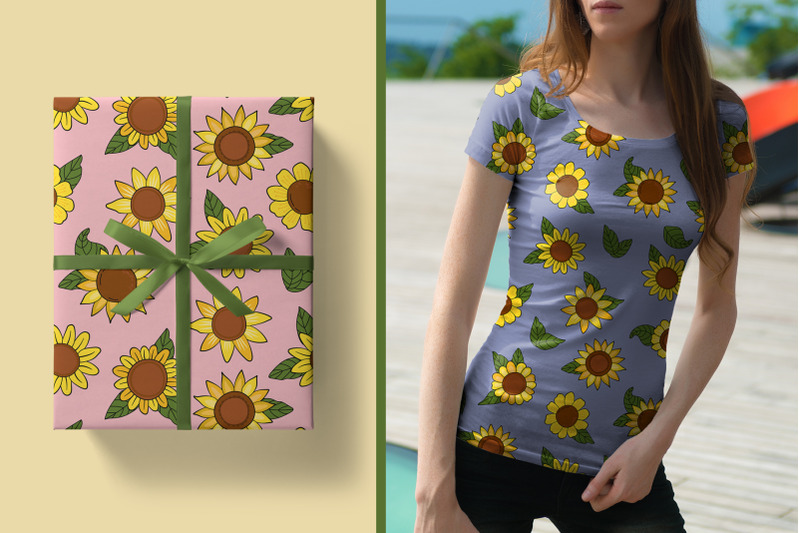 sunflowers-digital-paper-seamless-patterns
