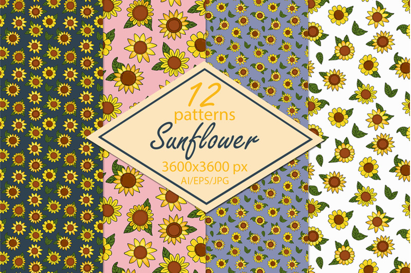sunflowers-digital-paper-seamless-patterns