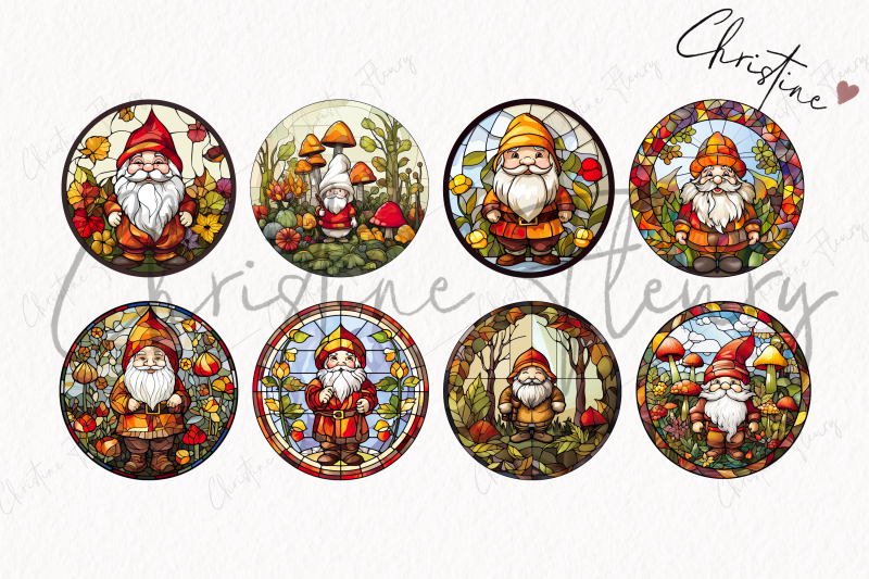 round-fall-gnome-stained-glass-clipart