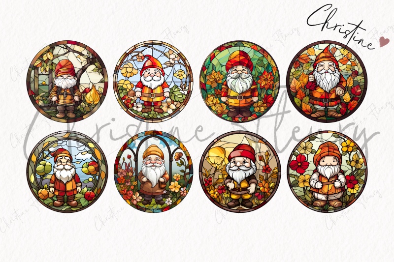 round-fall-gnome-stained-glass-clipart