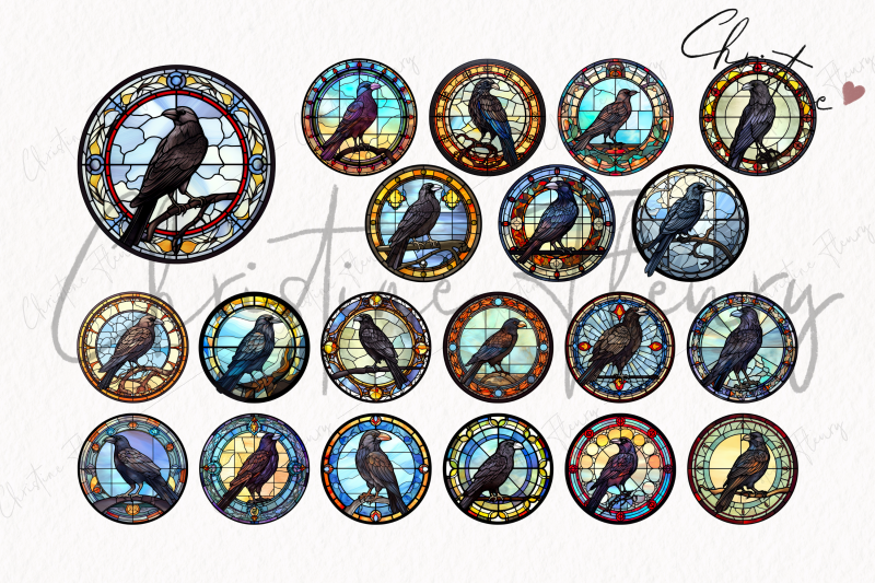 50-round-raven-stained-glass-clipart