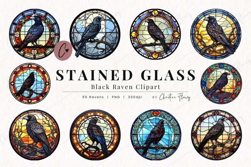 50-round-raven-stained-glass-clipart