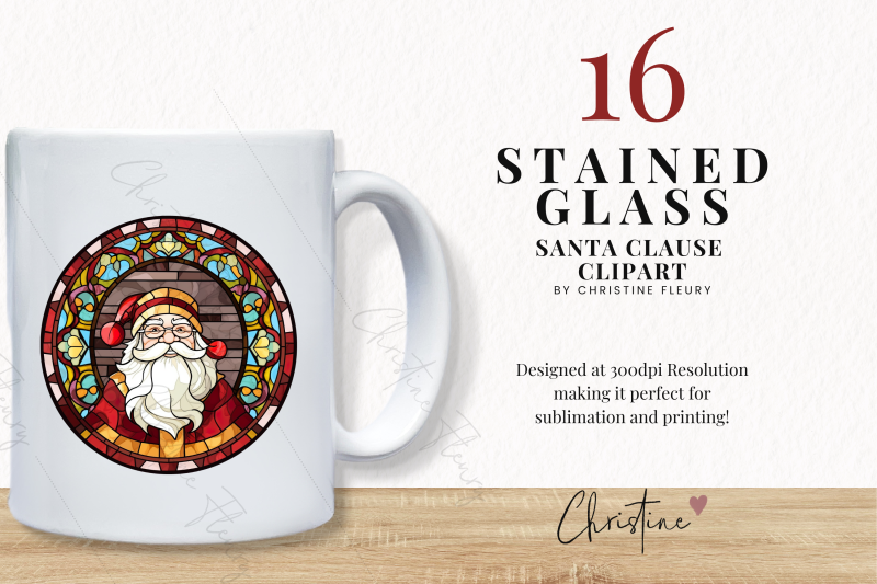 round-santa-stained-glass-clipart