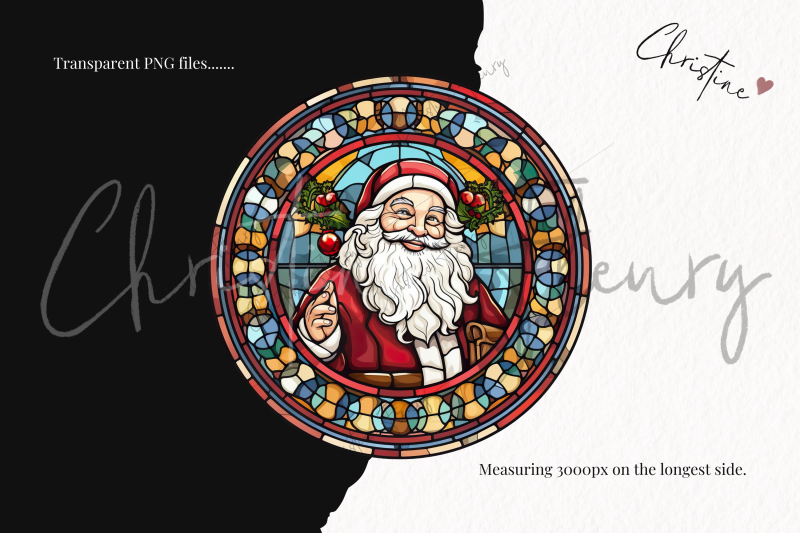 round-santa-stained-glass-clipart