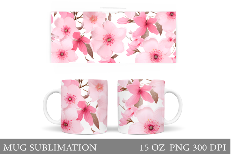 flowers-mug-sublimation-pink-flowers-mug-wrap-design