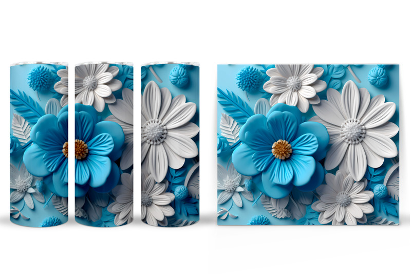 3d-flowers-tumbler-blue-and-white-flowers-tumbler-design