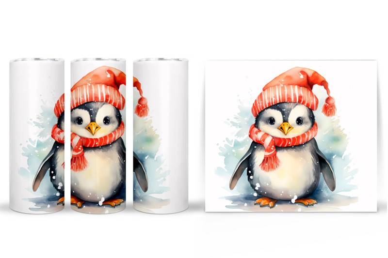 christmas-penguin-tumbler-wrap-penguin-watercolor-tumbler