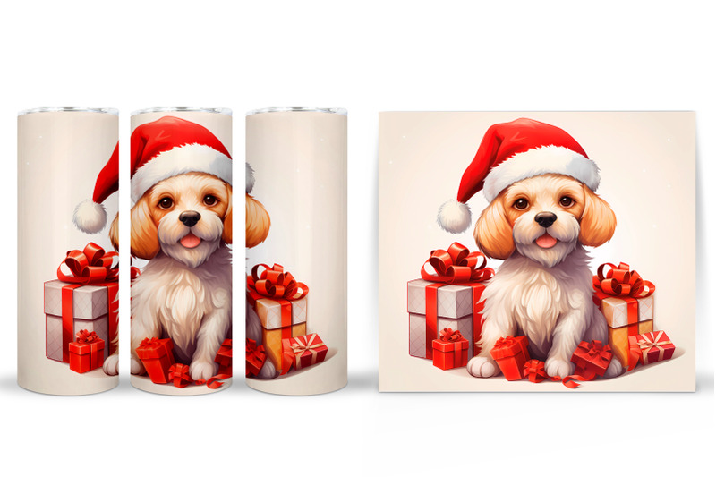 christmas-dog-tumbler-dog-watercolor-tumbler-sublimation