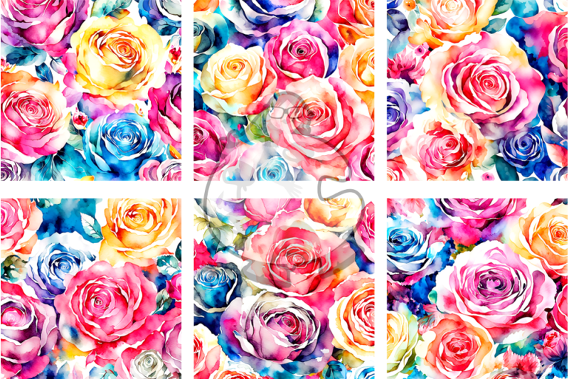 watercolor-rose-flower-digital-papers