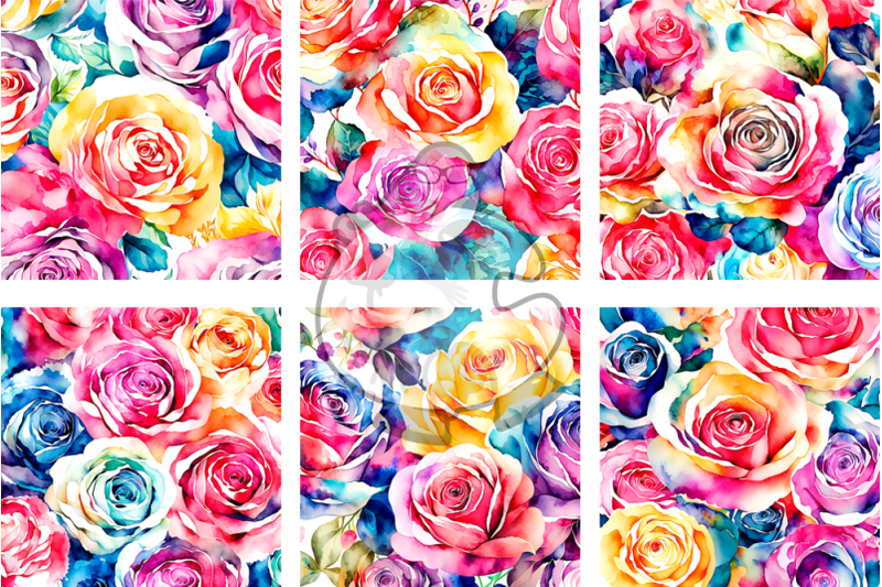 watercolor-rose-flower-digital-papers