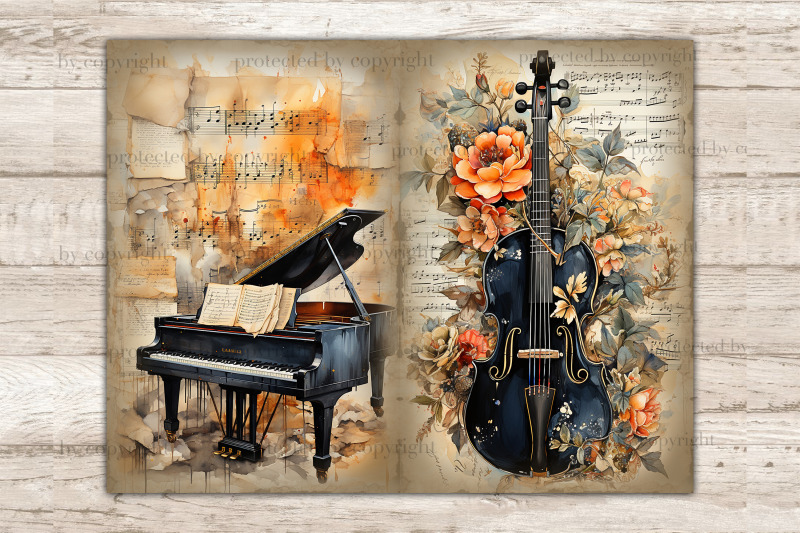 musical-instruments-printable-paper-junk-journal-pages