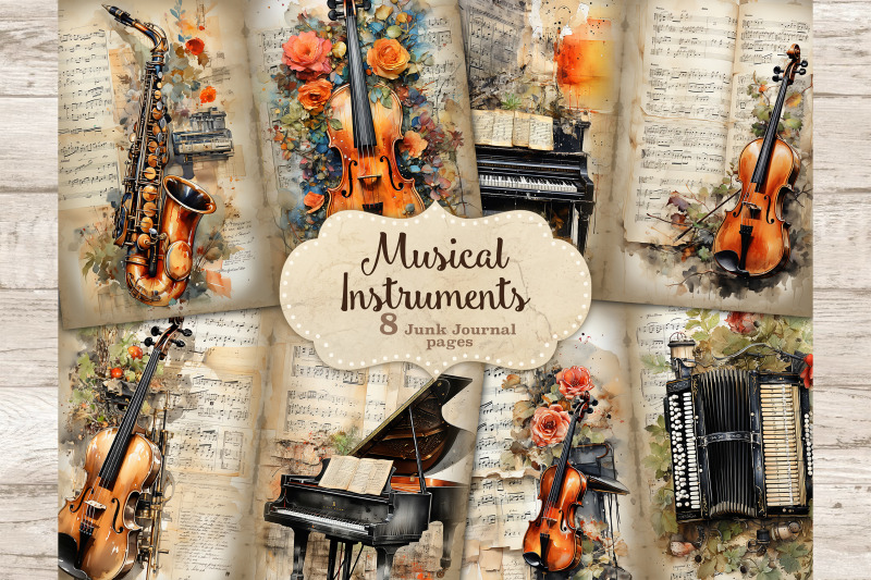 musical-instruments-printable-paper-junk-journal-pages