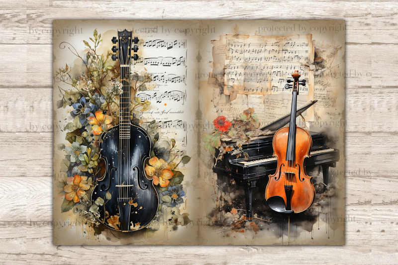 musical-instruments-printable-paper-junk-journal-pages