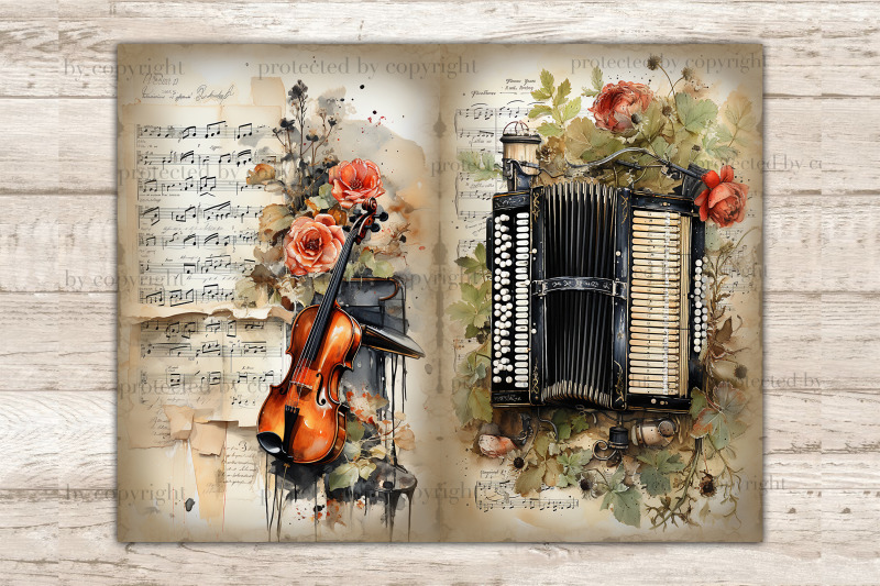 musical-instruments-printable-paper-junk-journal-pages