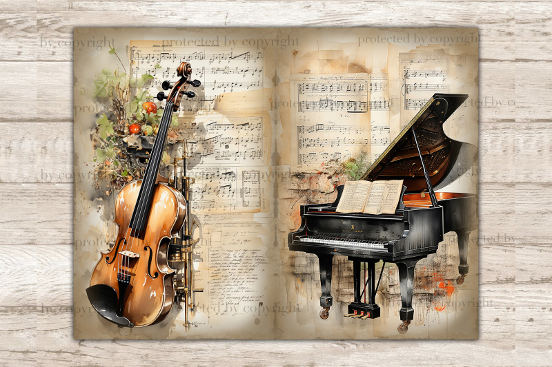 musical-instruments-printable-paper-junk-journal-pages