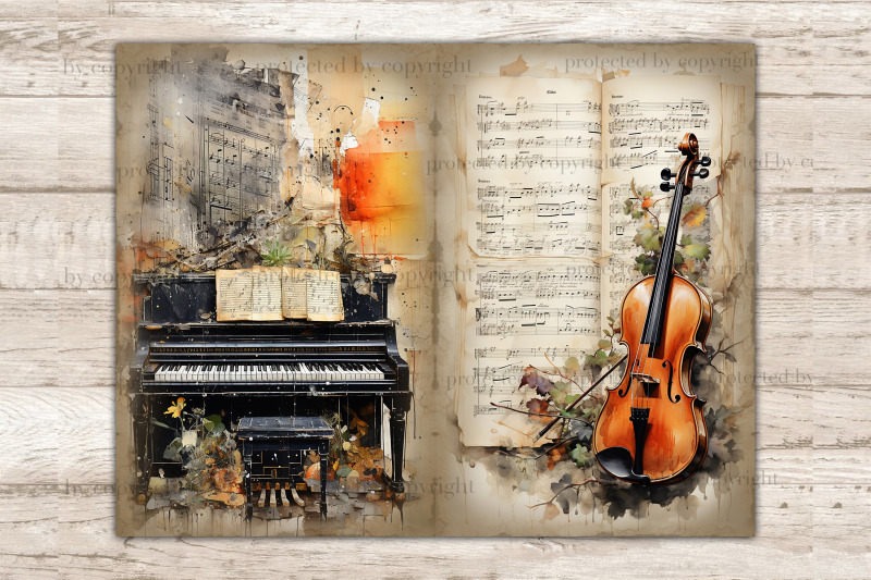 musical-instruments-printable-paper-junk-journal-pages